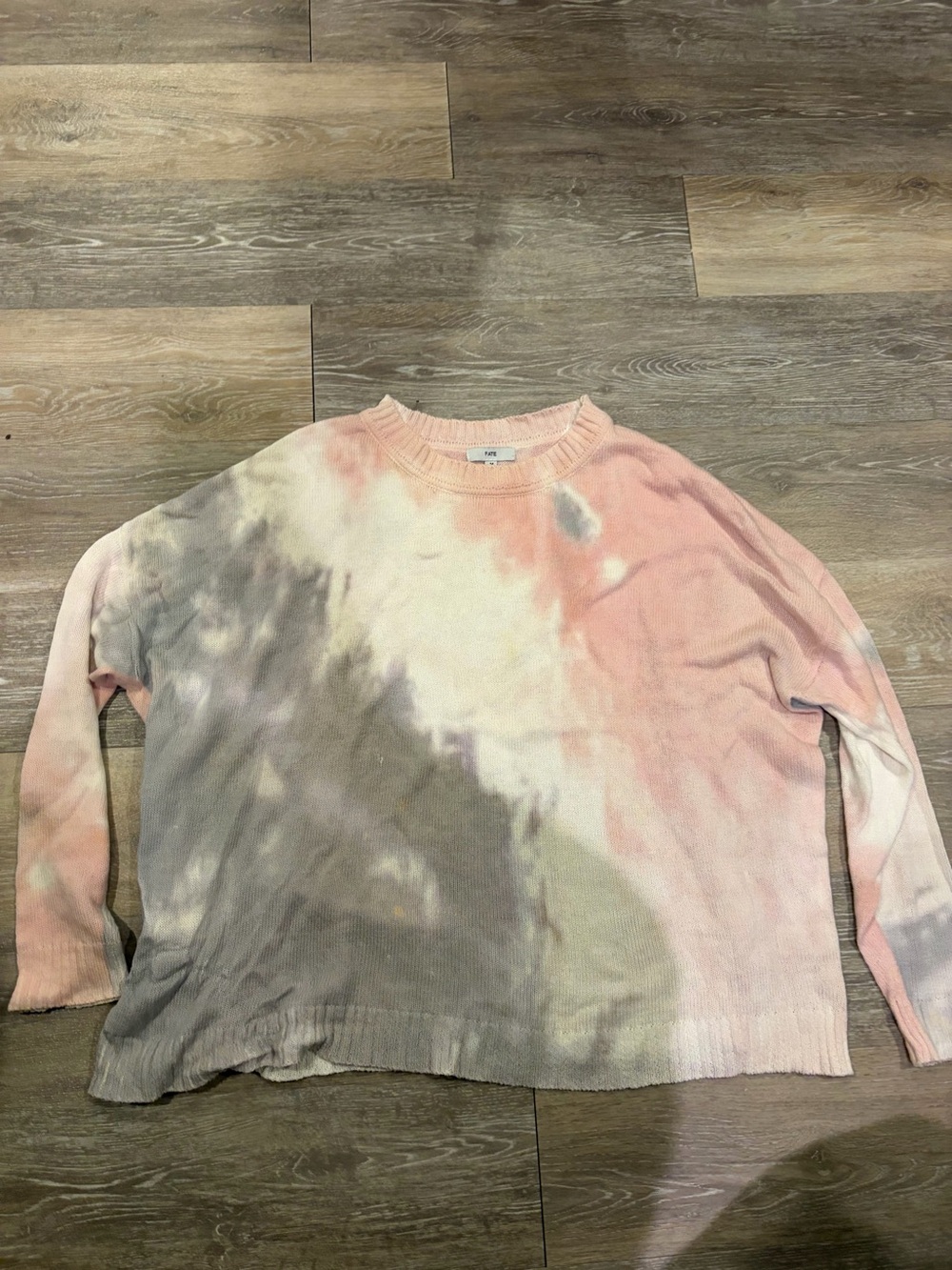 Fate Tie-Dye Crewneck Sweater in Pink, Gray & Cream